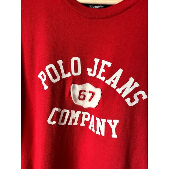 VINTAGE POLO JEANS RALPH LAUREN MENS T SHIRT SIZE LARGE 90S Y2K HYPE STREETWEAR - Picture 3 of 4